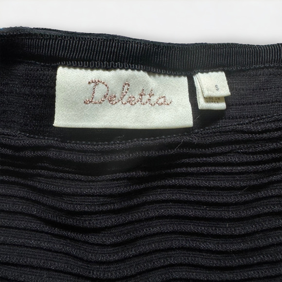 Anthropologie Deletta Black Textured Peplum Top - Picture 7 of 7